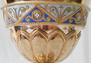 Solid silver gilt antique French Gothic Chalice.